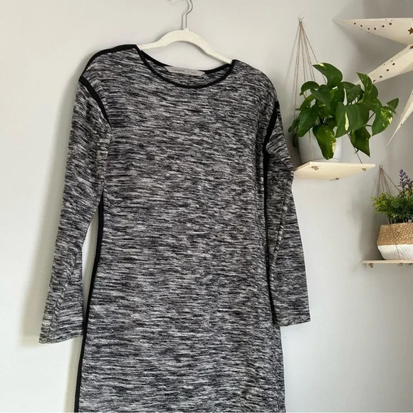 🩷ATHLETA RETREAT LONG SLEEVE GRAY BLACK HEATHER BODY CON MIDI DRESS SIZE SMALL - Picture 5 of 9